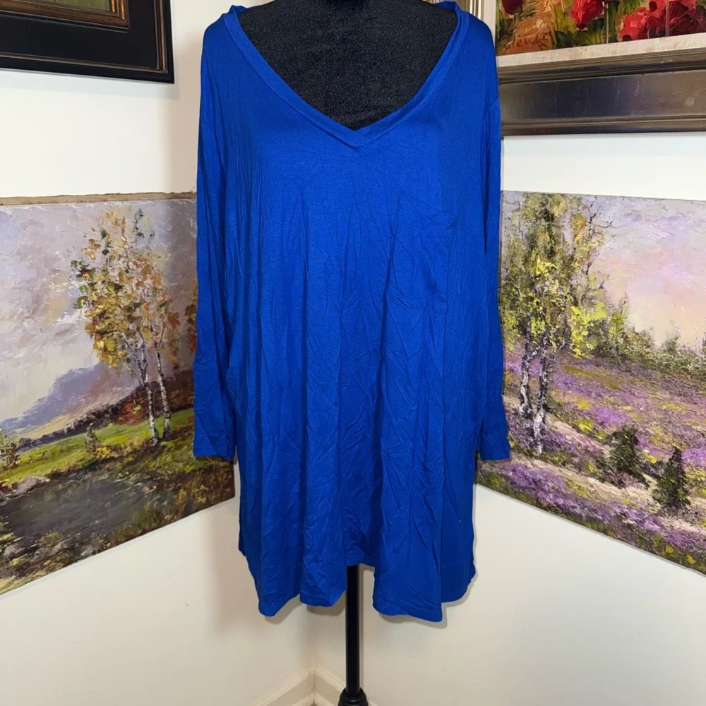 🐠 Cable & Gauge Royal Blue V-Neck Tunic